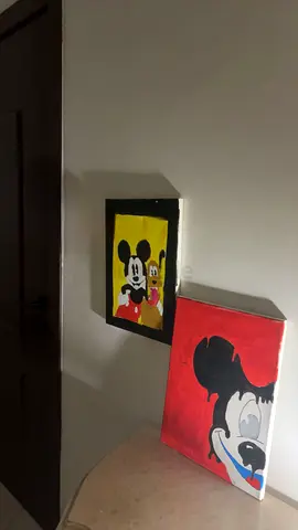 Hand-painted Mickey Mouse canvas artworks - set of 2