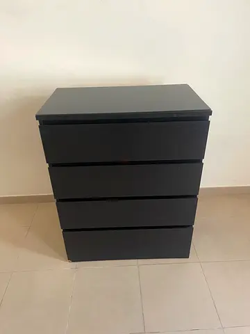 Black 4 Drawer Chest of Drawers - Compact Storage Unit