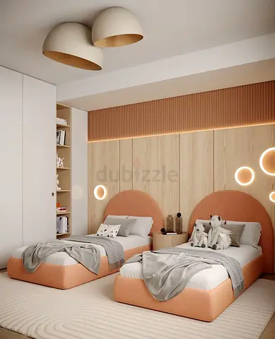 New stylish 120*200 twins single bed with peach color design