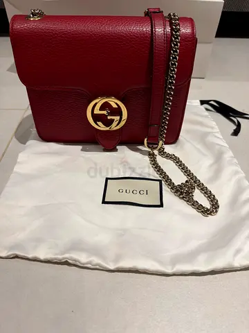 Gucci Dollar Interlocking G Small Red Leather Good Condition