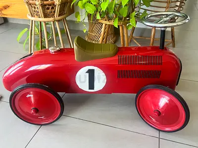 Vintage Style Vilac Red Ride-On Race Car