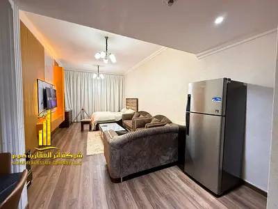 استوديو فاخر | مفروش بالكامل | بإطلالة مميزة | للإيجار الشهري | موقع متميز في عجمان – شامل جميع الفواتير والواي فاي وباركينج خاص