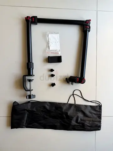 Overhead Camera Desk Mount Arm with C-Clamp, Ball Head and Phone Holder