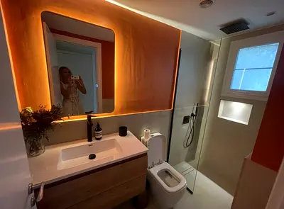 Home Kode LED gold frame wall mirror