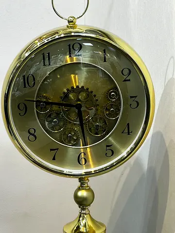 Antique-style Brass Mechanical Wall Clock with Visible Gears
