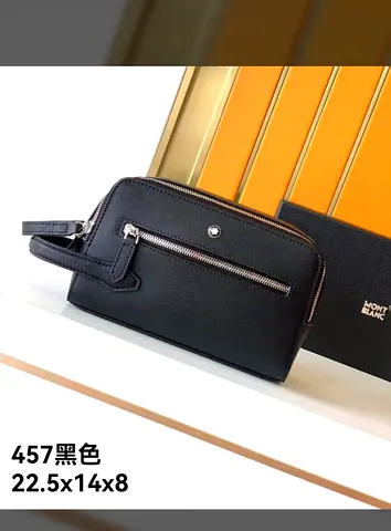 Black Montblanc Leather Travel Toiletry/Organizer Pouch (22.5x14x8cm) super master quality