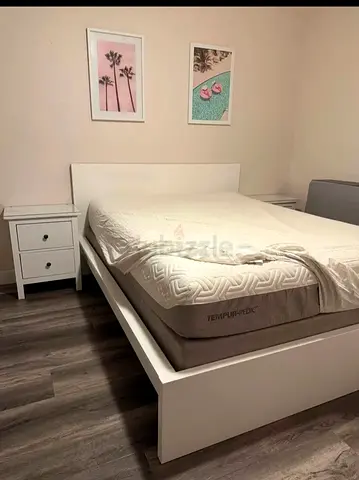 Ikea king size bed with mattress and storage drawers