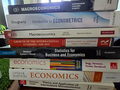 Set of University-level Economics Textbooks — Micro, Macro, Econometrics, Statistics (Used)