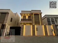 For Rent in Al Zahia | Modern 7-bedroom villa with a majlis, living area, and roof terrace.