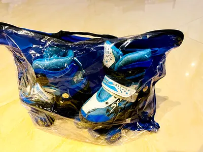 Kids adjustable inline roller skates - blue, like new