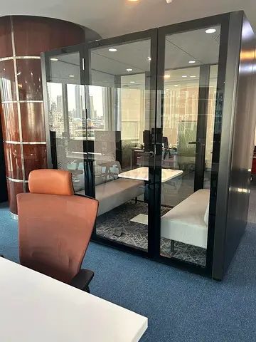 Glass Office Meeting Pod / Phone Booth - 4-Seat, Good Condition