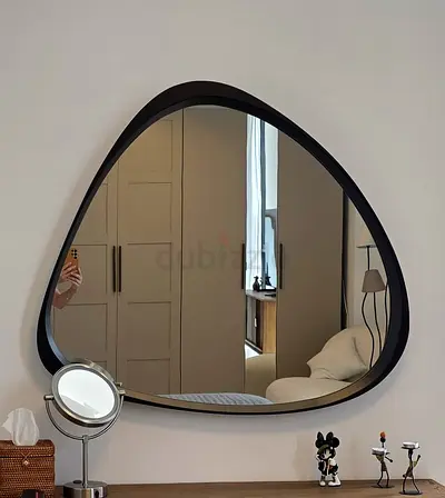 Modern Irregular Black Framed Wall Mirror - Excellent Condition