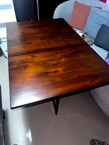 Wooden Foldable Table with Wheels + 4 Chairs in storage space  - used