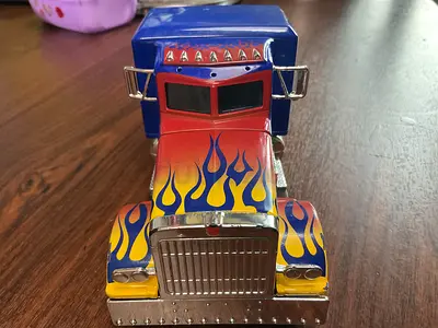 Die-cast Optimus-style Flame Semi Truck Toy (collectible)