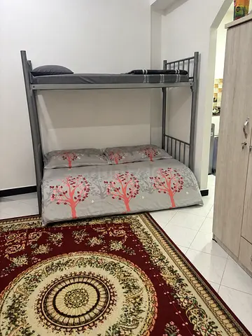 Metal Bunk Bed with Double Bottom and Single Top - Good Condition