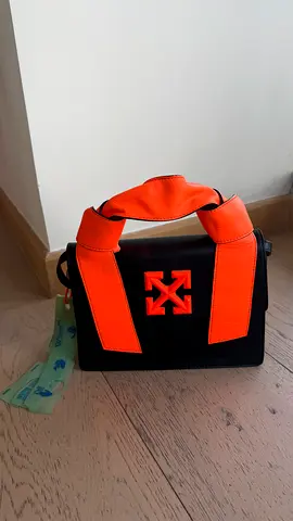 Original OFF-White Black Structured Handbag with Orange Knotted Top Handle