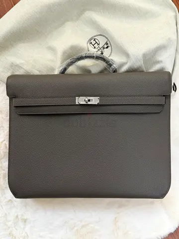Hermes Kelly Depeches 36 Briefcase in Etain Clemence Leather