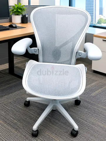 Herman miller remastered Mesh Office Chair with Adjustable Armrests - White/Grey