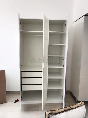 White Wardrobe with Mirrored Door - Good Condition