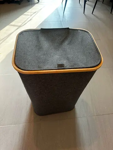 Large Fabric Storage Basket with Bamboo Lid & Organizers