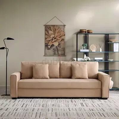 Beige 3-Seater Sofa - Modern, Clean Lines