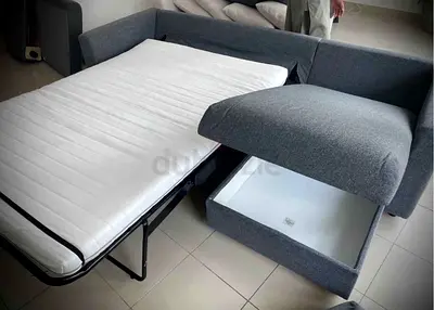Grey Fabric Sofa Bed with Storage - Pull-Out Guest Bed ikea