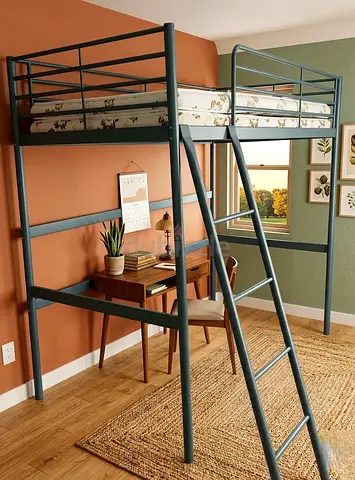 IKEA single size Metal Loft Bed used in good condition with free home delivery and installation