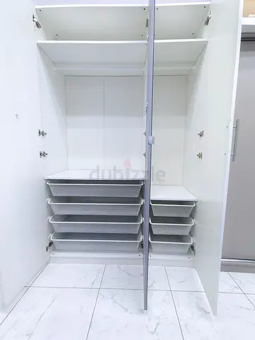 White Built-in Wardrobe / Armoire with Multiple Pull-Out Drawers