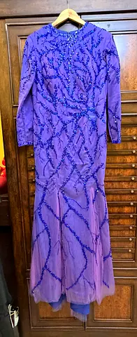 Purple embellished long evening dress, size likely M