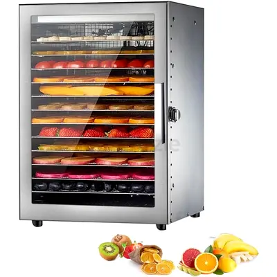 Food Dehydrator 12 Trays Stainless Steel Dry Fruit Machine 20-90C Temperature Cont
