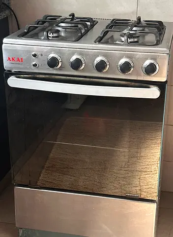 AKAI 4-Burner Gas Cooker with Oven - Stainless Steel