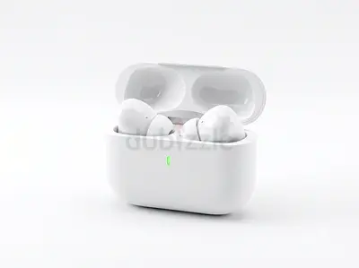 White wireless Bluetooth earbuds with charging case (like AirPods)one on one capy
