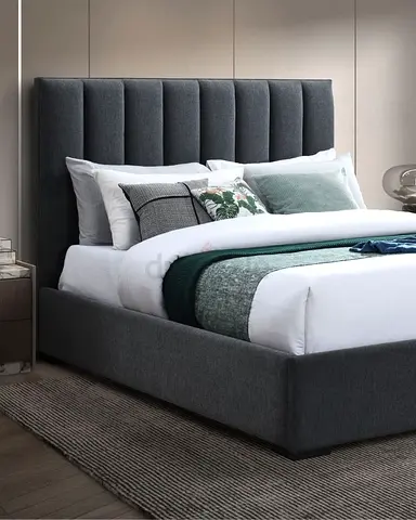 Modern Upholstered Bed Frame with Fluted Headboard