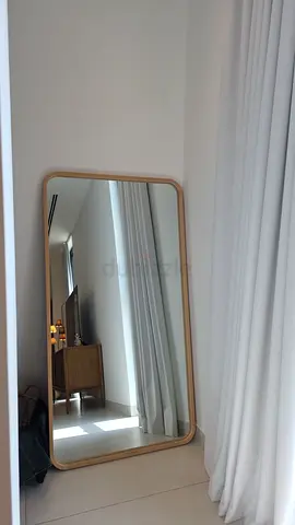 Full-length Floor Mirror with Light Wood Frame