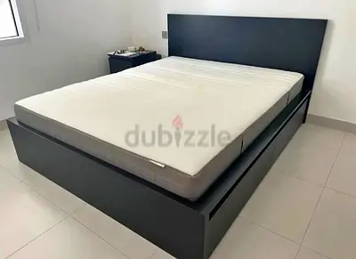 Ikea Queen size bed with mattress and storage drawers