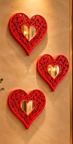 Red wall mirror