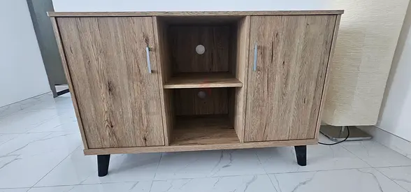 Wooden cabinet with storage - oak finish - can be stored in kitchen, living room or bedroom.