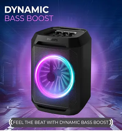 Philips Portable Bluetooth Party Speaker with RGB Bass Light with mic
