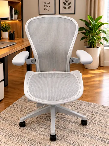 Herman miller remastered white mesh office chair with armrests —adjustable good condition