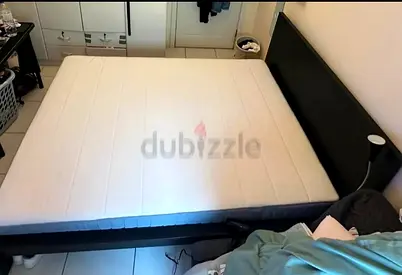 Ikea king size bed with mattress and storage drawers