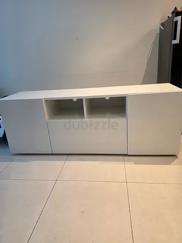 White low TV cabinet / entertainment unit with storage