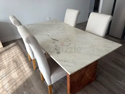Available high quality pure marble dining table with 4 chairs
