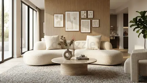 Modern Cream Boucle Curved Sofa Set