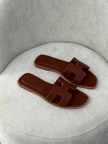 Brown Leather Slide Sandals, Size Unknown - Gently Used