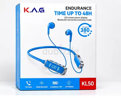 K.A.G KL50 Bluetooth Neckband Headset - Blue (New in Box)
