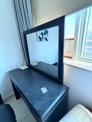 Leather finish dresser/desk with chair