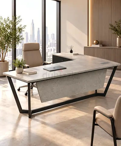 Jade L-Shaped Executive Desk with Fixed Drawer in Dubai