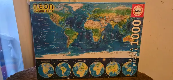 Educa 1000-Piece Neon World Map Puzzle