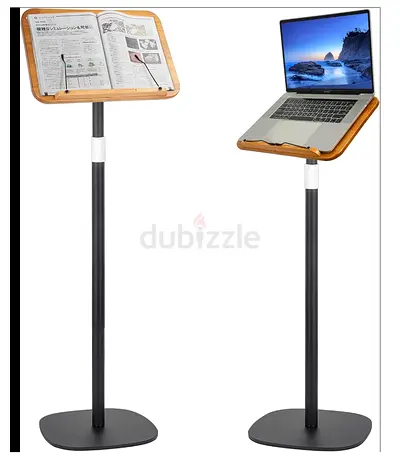 Adjustable Bamboo Laptop & Reading Stand on Pedestal — Height Adjustable