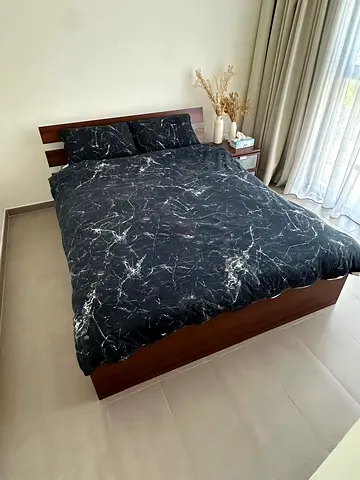 Wooden Double Bed with Set IKEA for sale